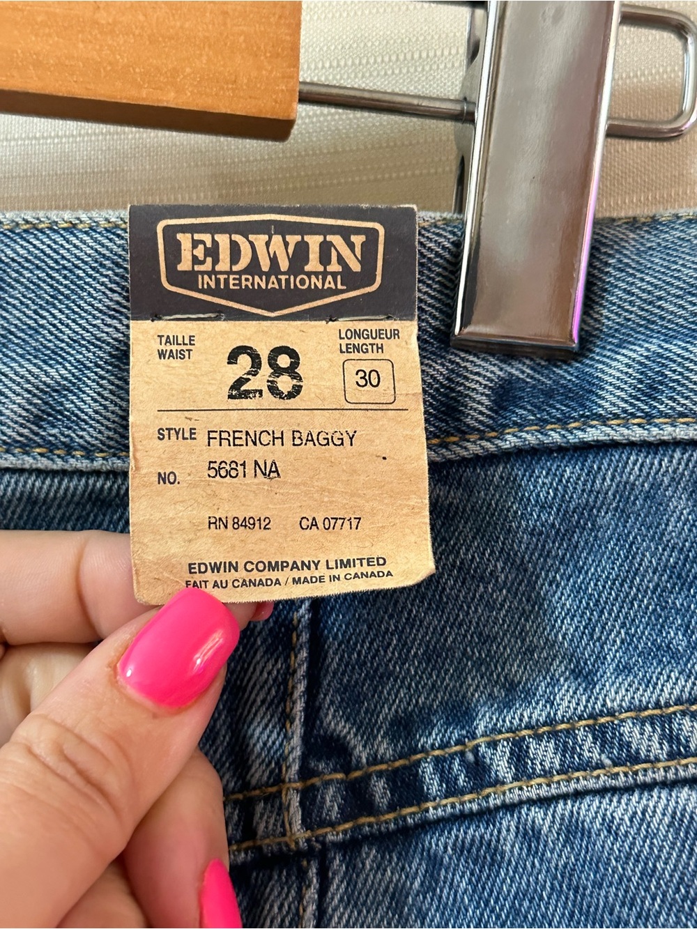Vintage Edwin French Baggy Jeans NWT Made in Canada Women’s Size 6 Denim - Picture 6 of 7